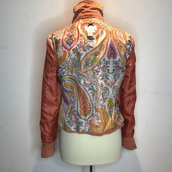 Vintage Y2K apricot suede moto style angled zipper lined scallop edge jacket L - Picture 12 of 14